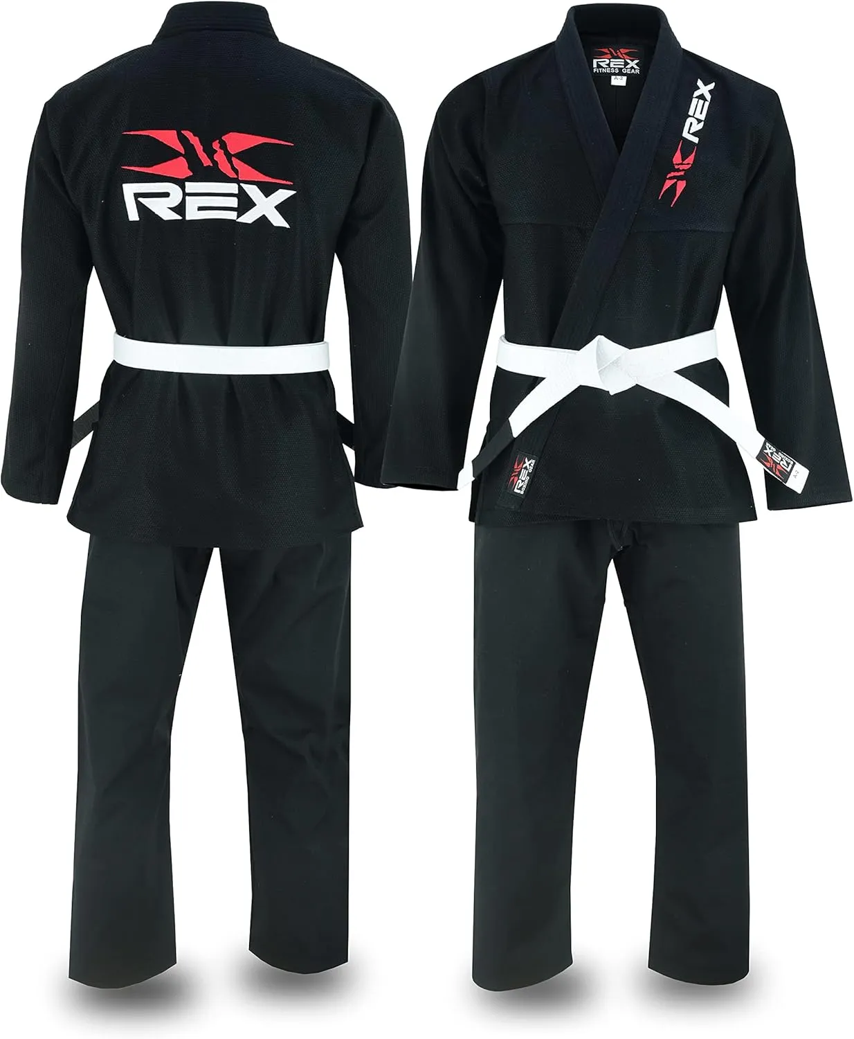 REX Sports Brazilian Jiu Jitsu, for Men and Women BJJ Gi Grappling Kimonos Lightweight White Belt