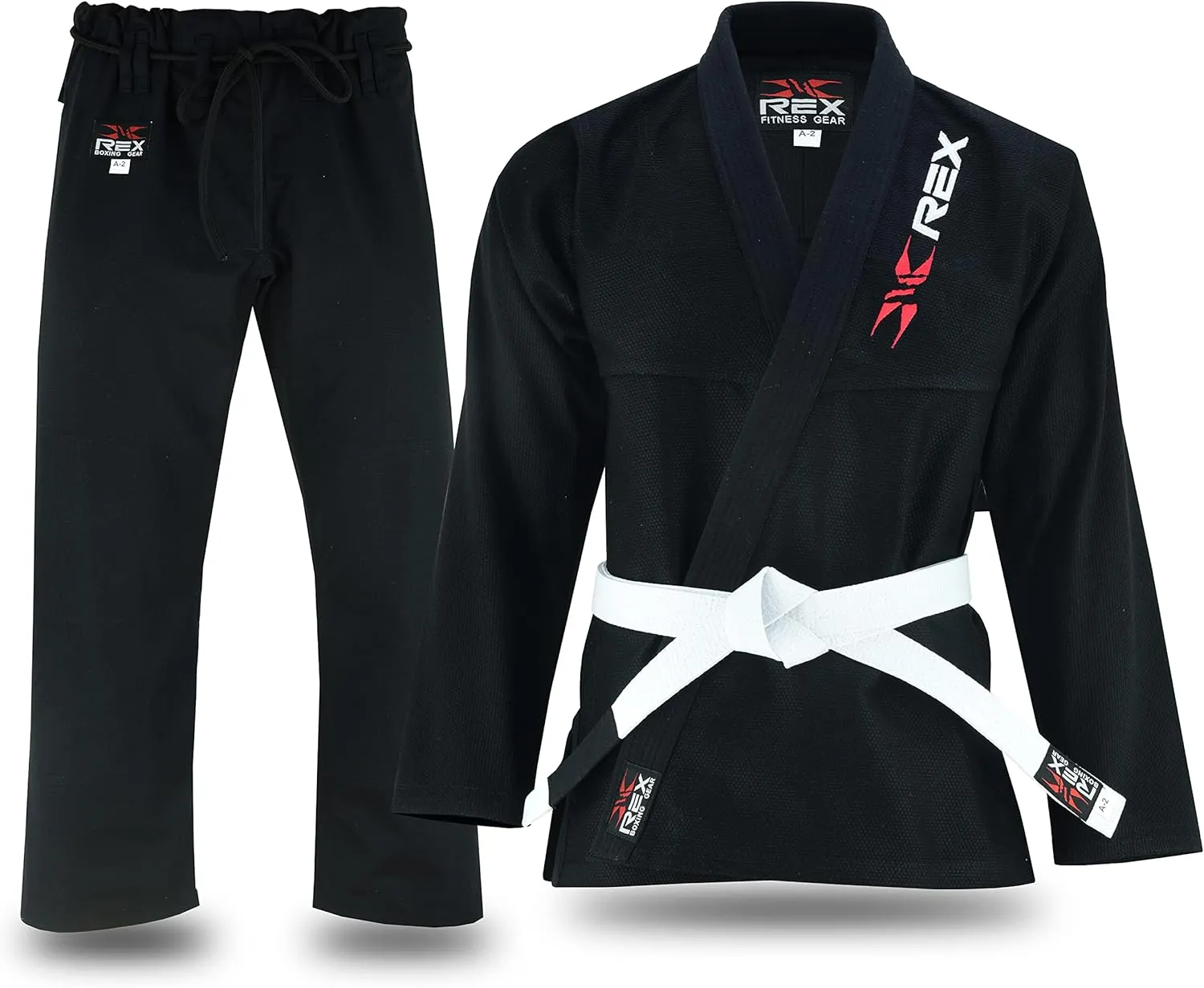 REX Sports Brazilian Jiu Jitsu, for Men and Women BJJ Gi Grappling Kimonos Lightweight White Belt