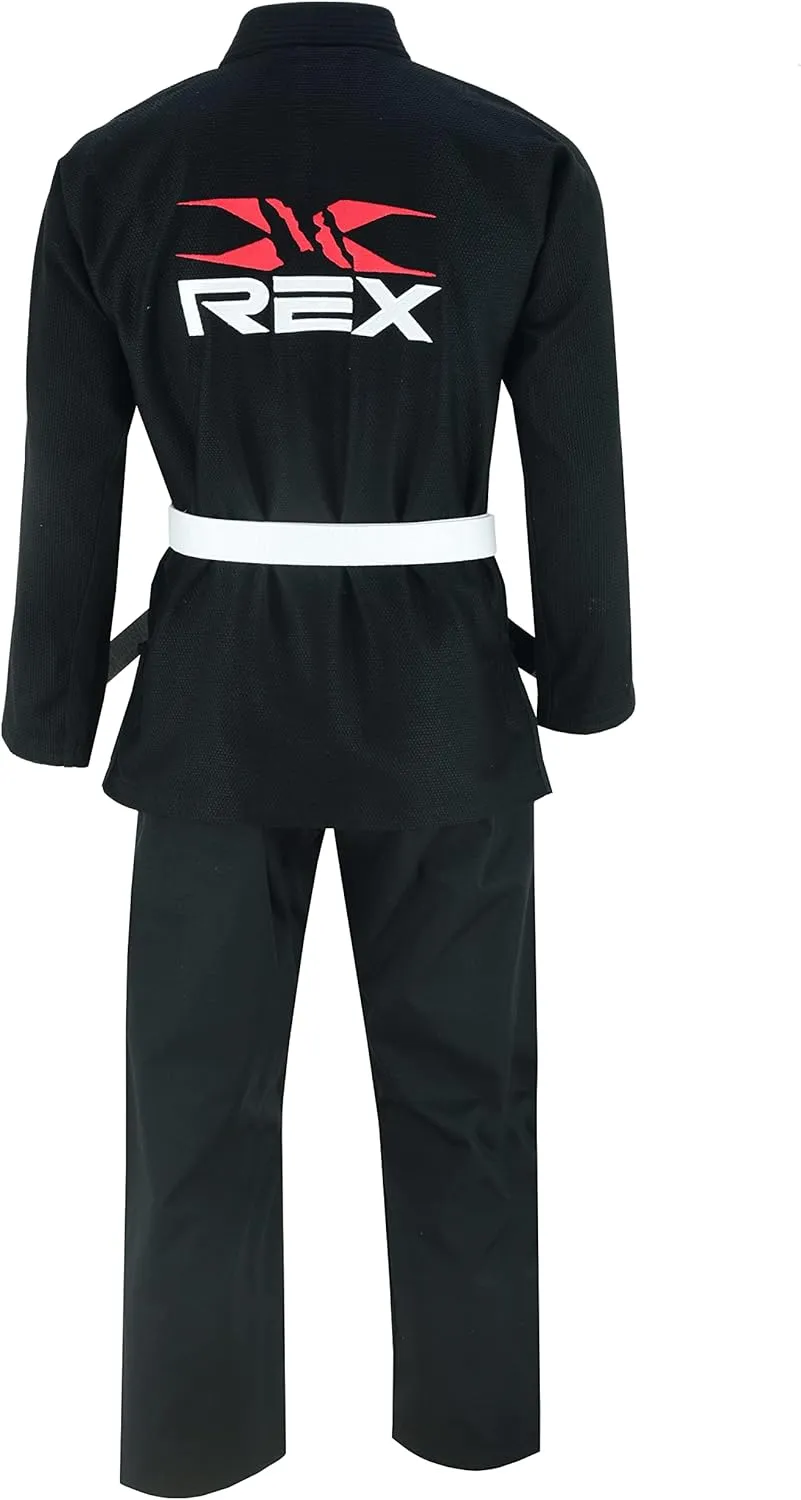 REX Sports Brazilian Jiu Jitsu, for Men and Women BJJ Gi Grappling Kimonos Lightweight White Belt