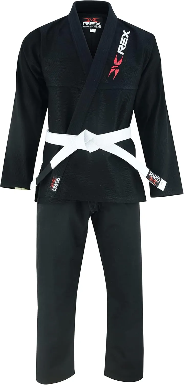 REX Sports Brazilian Jiu Jitsu, for Men and Women BJJ Gi Grappling Kimonos Lightweight White Belt