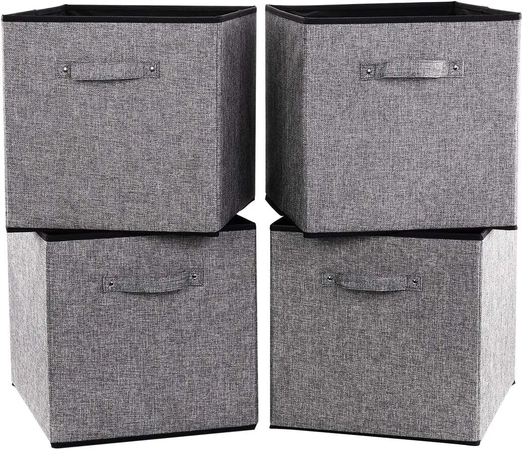 Robuy Cube Storage Bins, 13x15x13 inch Stroage Bin,4-Pack Large Storage Boxes with Handle for Organizing Shelf,Nurery,Home,Colset