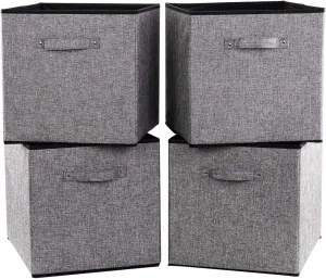 Robuy Cube Storage Bins, 13x15x13 inch Stroage Bin,4-Pack Large Storage Boxes with Handle for Organizing Shelf,Nurery,Home,Colset