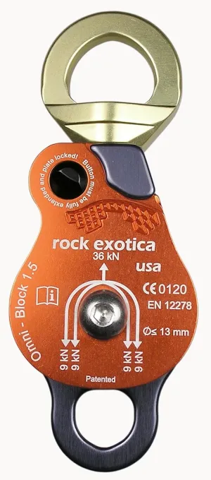 Rock Exotica Omni-Block 1.5" Double Pulley - Swivel Pulley for Climbing and Rigging Systems – Made in the USA
