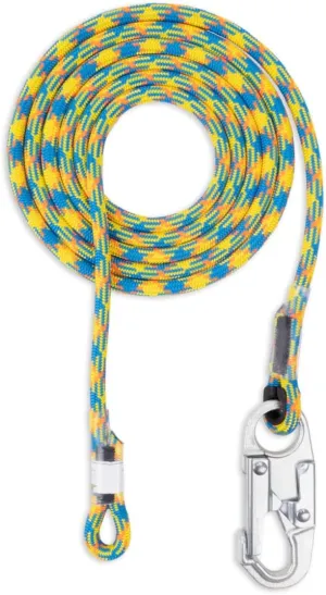 Rock-N-Rescue RNA 11.8mm Drenaline Economy Lanyard 12ft | Durable Climbing Line with Heavy-Duty Steel Snap Hook | Smooth Operation | 5,400lb Tensile Strength | Arborists & Rescue