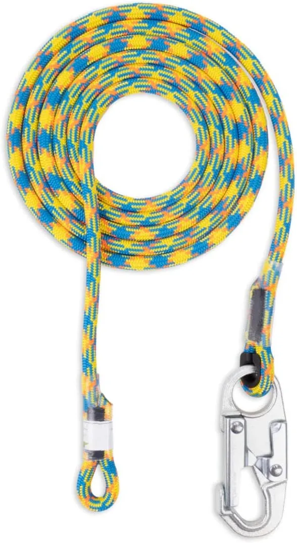 Rock-N-Rescue RNA 11.8mm Drenaline Economy Lanyard 12ft | Durable Climbing Line with Heavy-Duty Steel Snap Hook | Smooth Operation | 5,400lb Tensile Strength | Arborists & Rescue