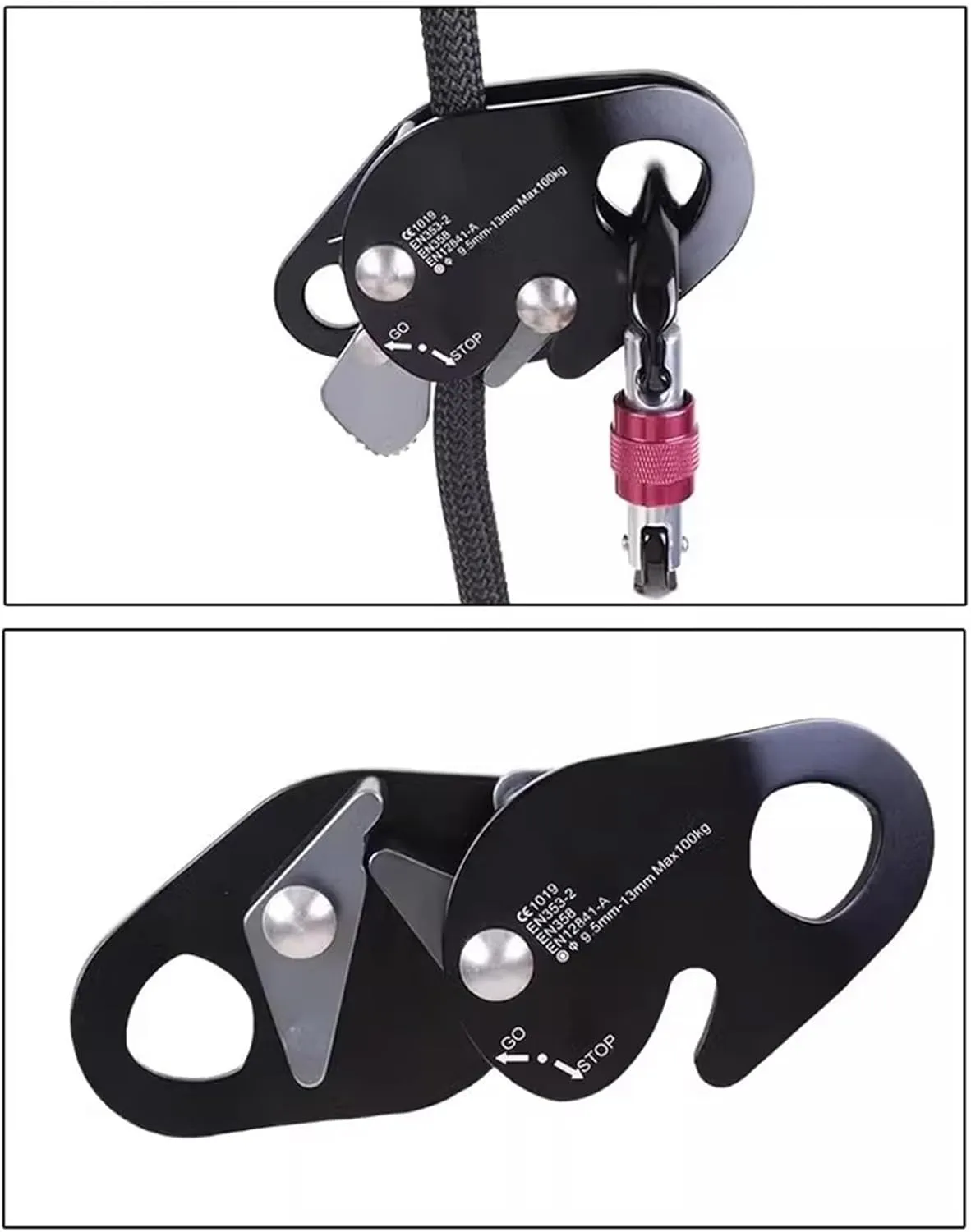 Rope Grab，Outdoor Climbing Rope Grab Device Rope Grab Auto Locking Arrest Ascenders for Outdoor Climbing