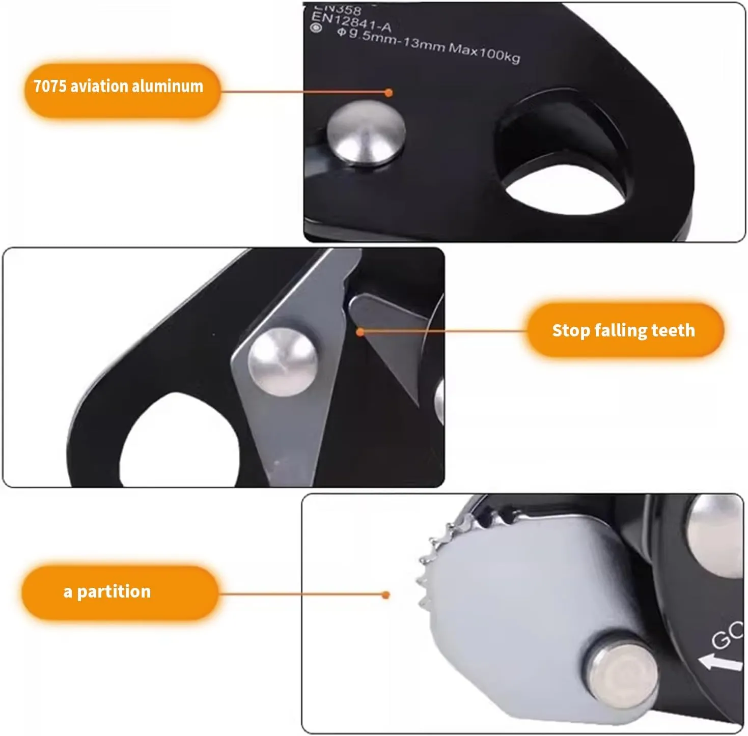 Rope Grab，Outdoor Climbing Rope Grab Device Rope Grab Auto Locking Arrest Ascenders for Outdoor Climbing