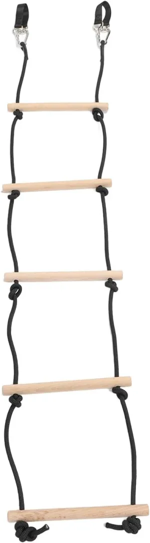 Rope Ladder 5ft 5 Steps 220lbs Bearing Wooden Kids Climbing Rope Ladder with Hanging Straps, Swing Playset Rope Ladder for Outdoor Playground