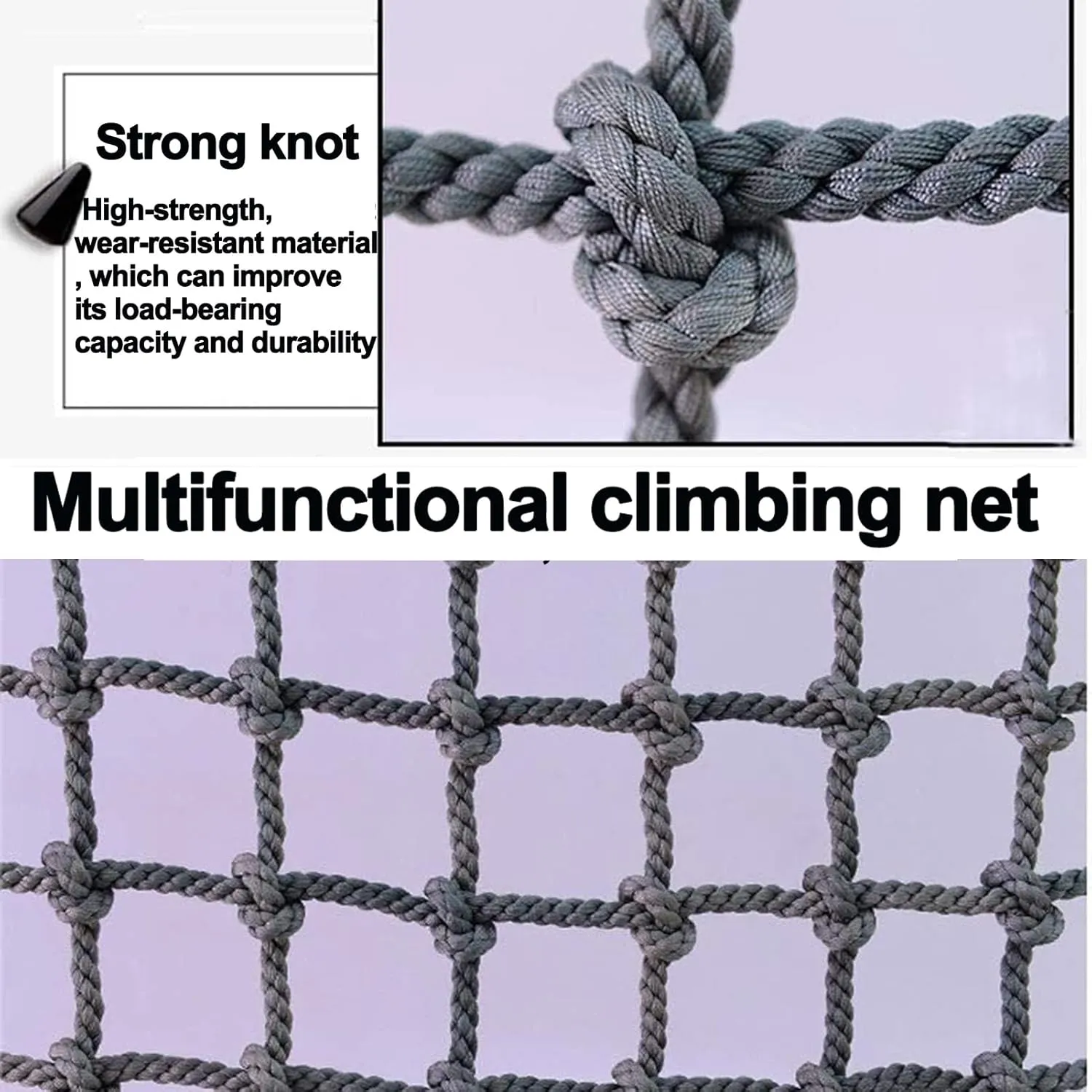 Rope Net Climbing Playground Ladder Safety Net Outdoor Treehouse Cargo Net Truck Trailer Fence Netting Stair Balcony Railing Protection Net,16mm,1x2m(3.3x6.6ft)
