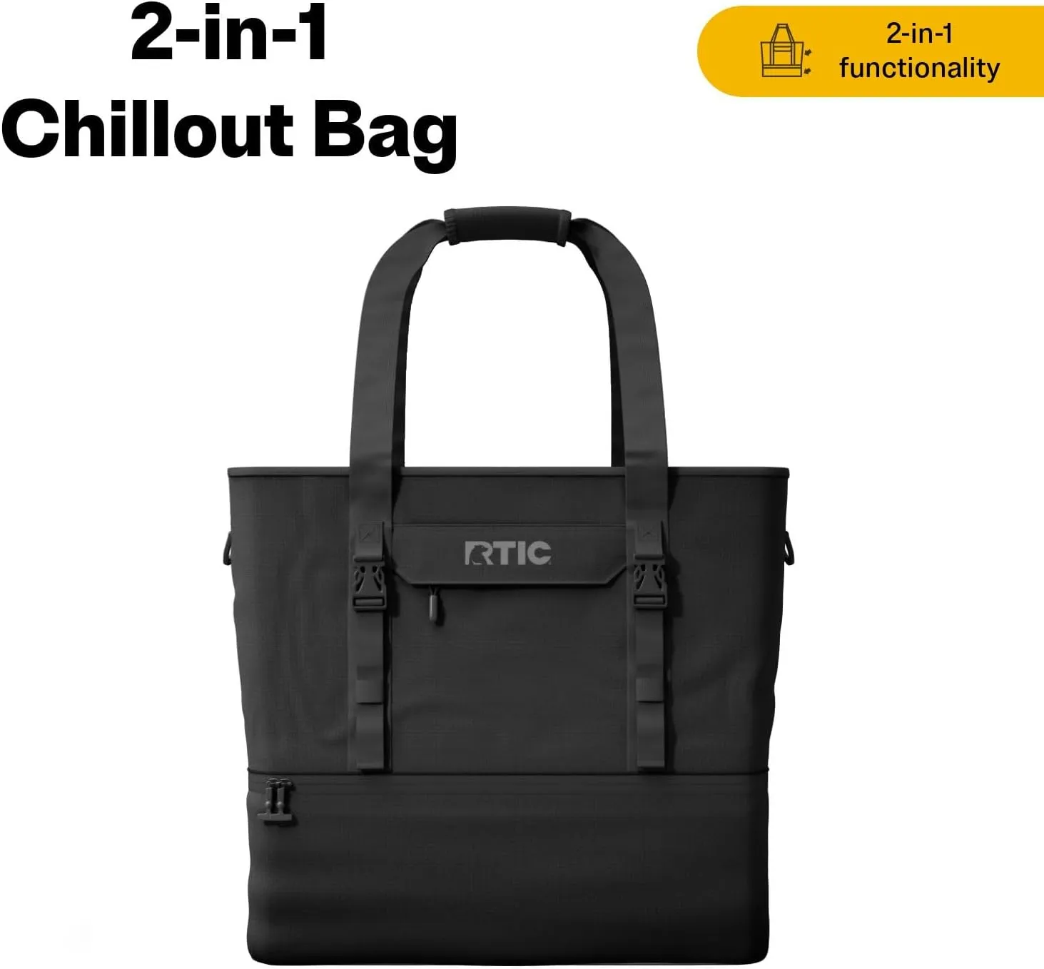 RTIC 2-in-1 Chillout Bag Soft Insulated Cooler Tote, Portable, for Lunch, Beach, Travel, Drink, Beverage, Car, Camping, Picnic, 24-Can Capacity,