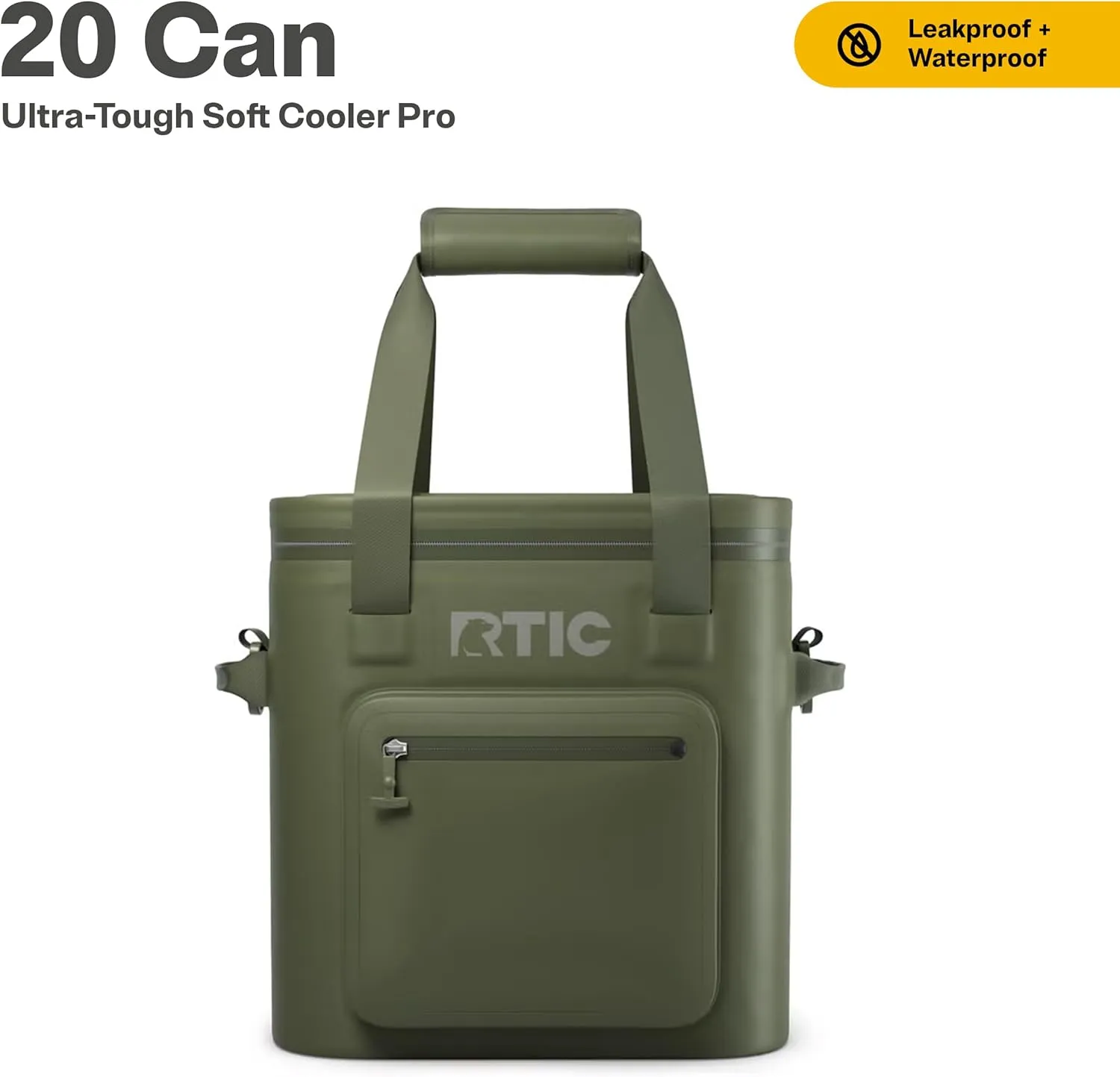 RTIC 20 Can Ultra-Tough Soft Cooler Pro, Insulated, Waterproof, Leak Proof, Portable Floating Bag for Beverage, Drink, Lunch, Outdoor, Beach, Car,Camping, Picnic, Fishing, Boat