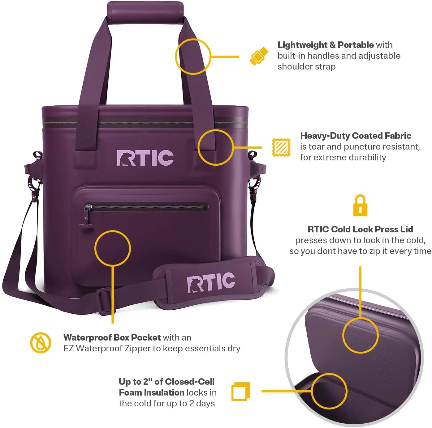 RTIC 30 Can Ultra-Tough Soft Cooler Pro, Insulated, Waterproof, Leak Proof, Portable Floating Bag for Beverage, Drink, Lunch, Outdoor, Beach, Car,Camping, Picnic, Fishing, Boat