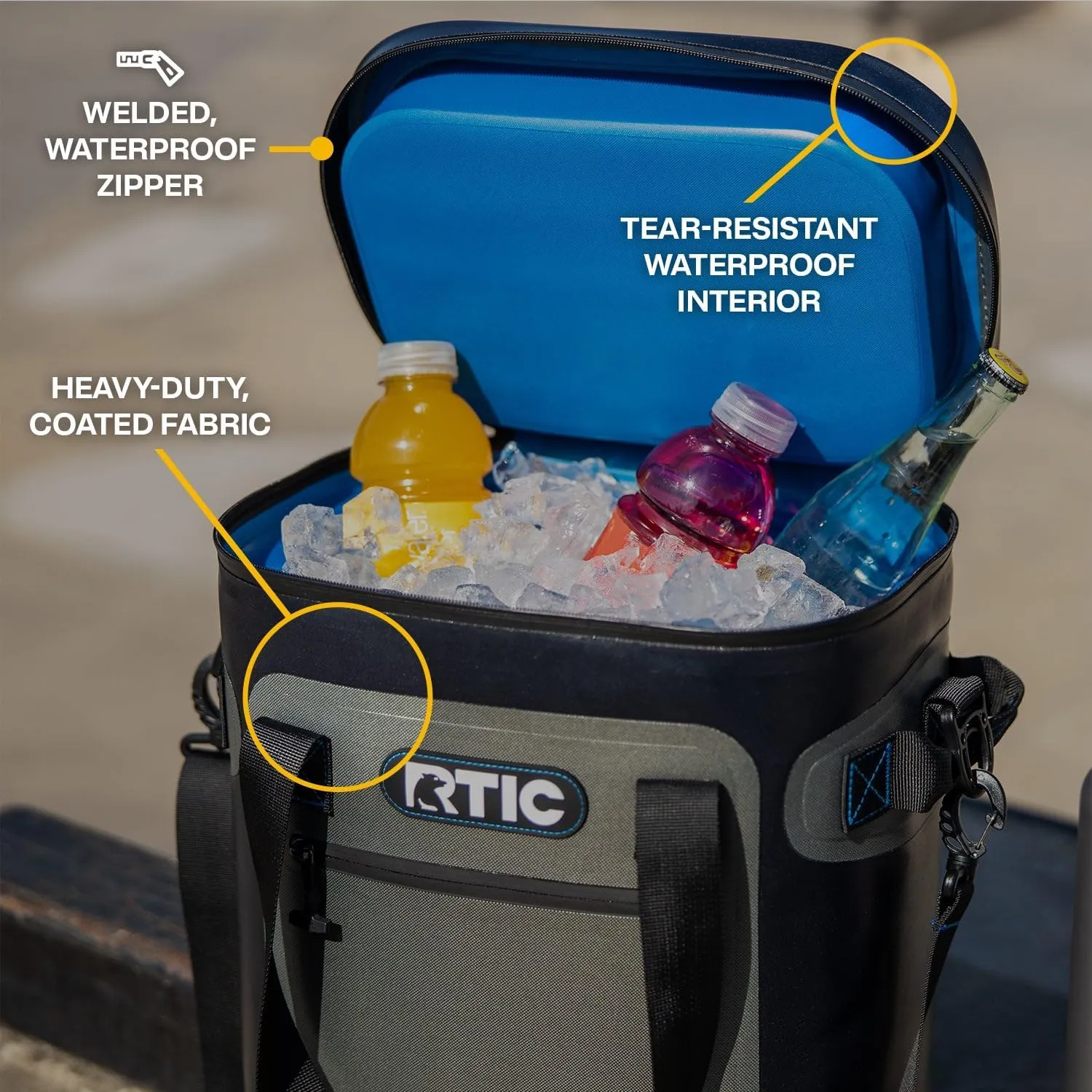 RTIC Ultra-Tough Soft Cooler 20 Can, Insulated Bag Portable Ice Chest Box for Lunch, Beach, Drink, Beverage, Travel, Camping, Picnic, Car, Trips, Floating Cooler Leak-Proof with Zipper