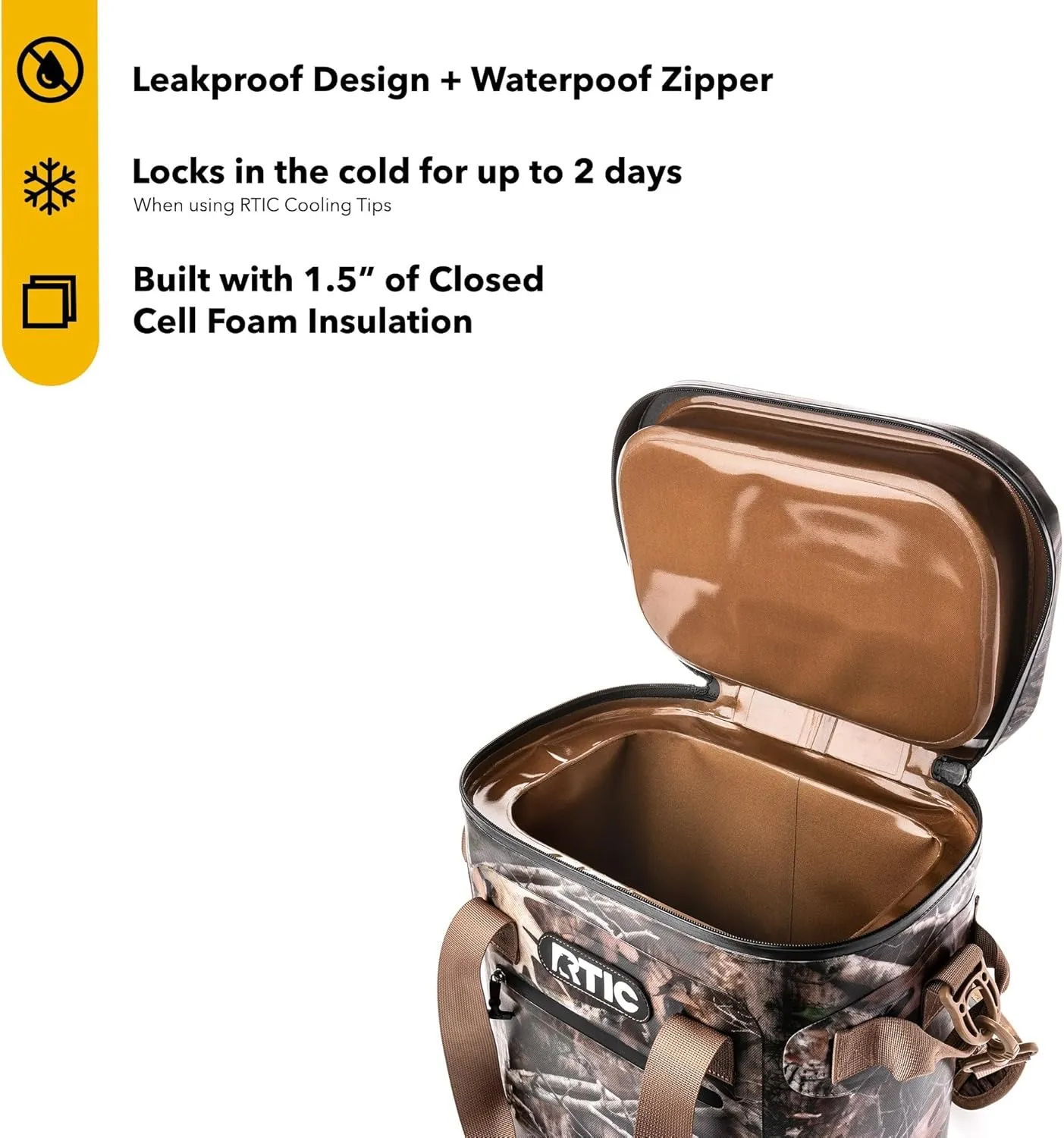 RTIC Ultra-Tough Soft Cooler 20 Can, Insulated Bag Portable Ice Chest Box for Lunch, Beach, Drink, Beverage, Travel, Camping, Picnic, Car, Trips, Floating Cooler Leak-Proof with Zipper