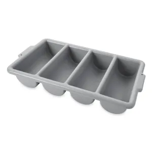 Rubbermaid Commercial Products 4-Compartment Plastic Cutlery Bin, 2lb Capacity, Gray, Supplies for Restauran/Kitchen Use