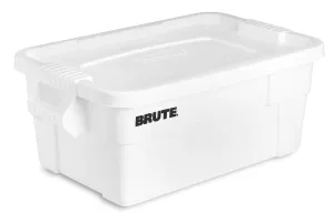 Rubbermaid Commercial Products BRUTE Tote Storage Container with Lid-included, 14-Gallon, White, Reusable Boxes for Moving/Storing in Garage/Basement/Attic/Jobsite/Truck/Camping