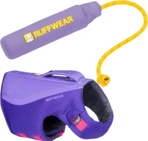 Ruffwear, Float Coat Dog Life Jacket & Lunker Toy Bundle – Adjustable Dog Life Vest for Swimming with Floating Tug Toy for Fetch & Water Play, for Small, Medium & Large Dogs, Purple Lily, Large