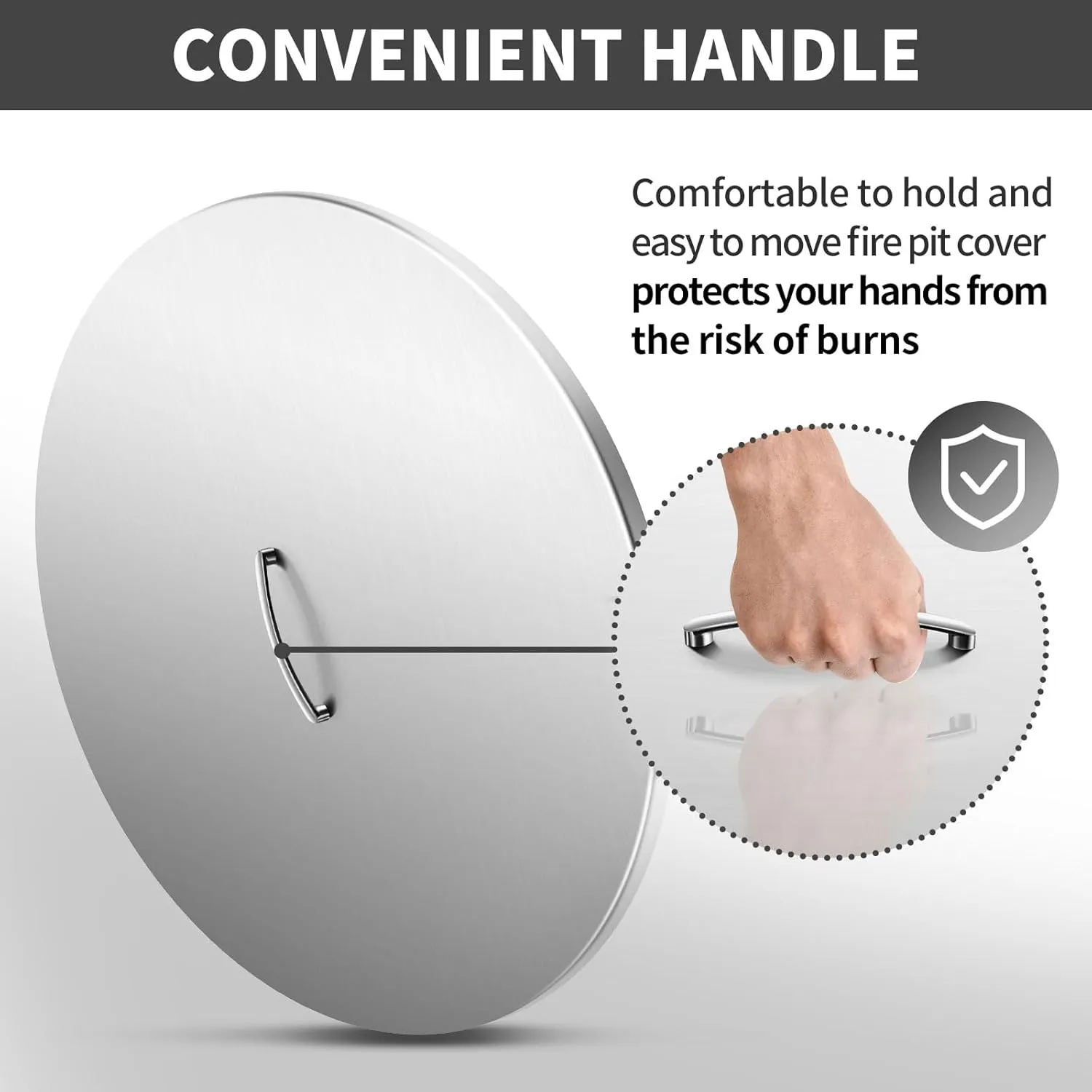 RYFT Fire Pit Lid Round, 22'' Fire Pit Lid, 304 Stainless Steel Fire Pit Cover, Fits 18" and 19" Round Drop in Fire Pit Pan