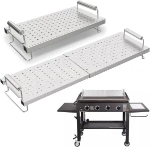 SafBbcue Adjustable Griddle Warming Rack for Blackstone 17"-36" Griddles, Grill Warming Rack Compatible with Weber 6784, Universal BBQ Griddle Rack for Most Tabletop/Flattop Griddles and Grill