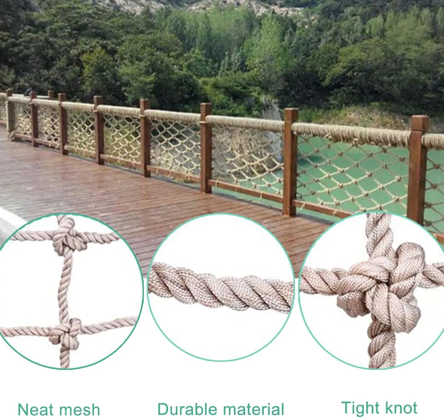 Safety Net Rope, Heavy Duty Net, Rope Climbing Net,Fence Stairs Balcony Railings Garden Playground Protection Playground Play Safety Net Outdoor Climbing Cargo Net(Size:3.3FTx9.8FT)