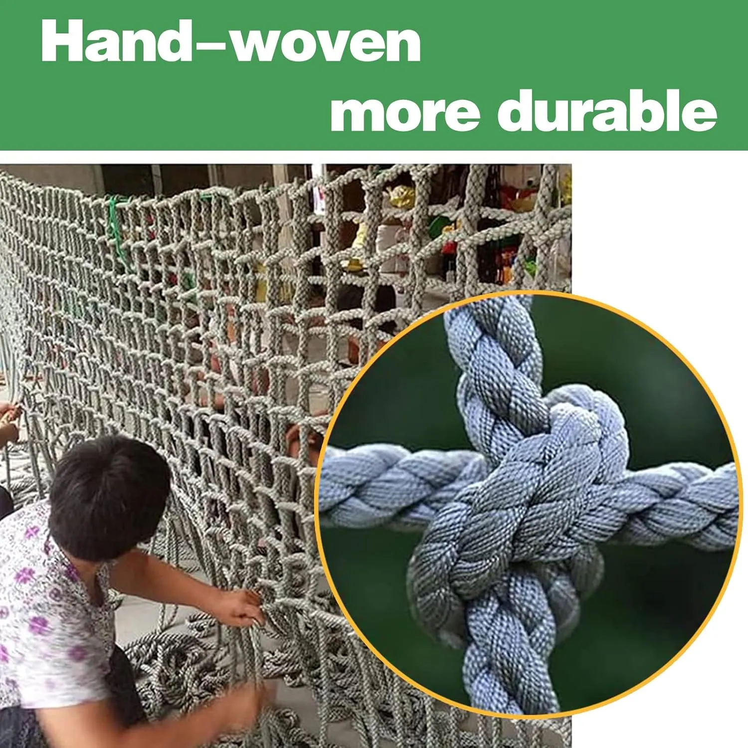 Safety Net Rope, Heavy Duty Net, Rope Climbing Net,Fence Stairs Balcony Railings Garden Playground Protection Playground Play Safety Net Outdoor Climbing Cargo Net(Size:9.8FTx9.8FT)