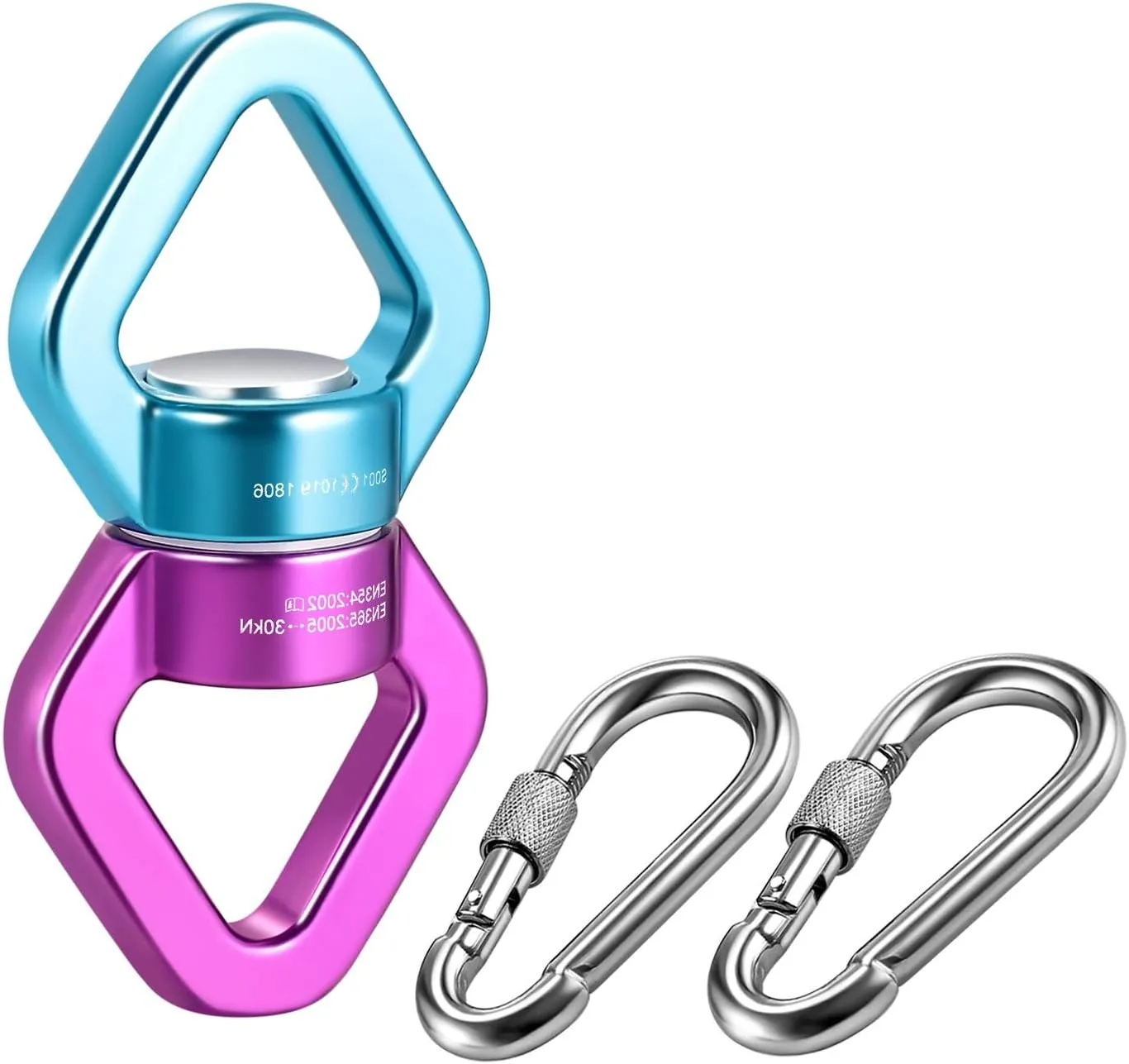 Safety Rotational Device, Aluminum Alloy Double-Ball Bearing Swivel, Holds Up 8500  Lbs, Minimum Breaking Strength 40 kN, Spins & Rotates 360° for Smooth Rope Climbing, Hiking & Exercise