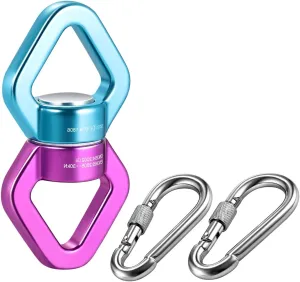 Safety Rotational Device, Aluminum Alloy Double-Ball Bearing Swivel, Holds Up 8500  Lbs, Minimum Breaking Strength 40 kN, Spins & Rotates 360° for Smooth Rope Climbing, Hiking & Exercise