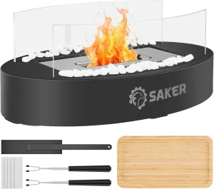 Saker Tabletop Fire Pit - Portable Smores Maker Kit Mini Fireplace Indoor/Outdoor,Small Table Top Firepit Patio Modern Home Decor Weddings,Housewarming,Birthday