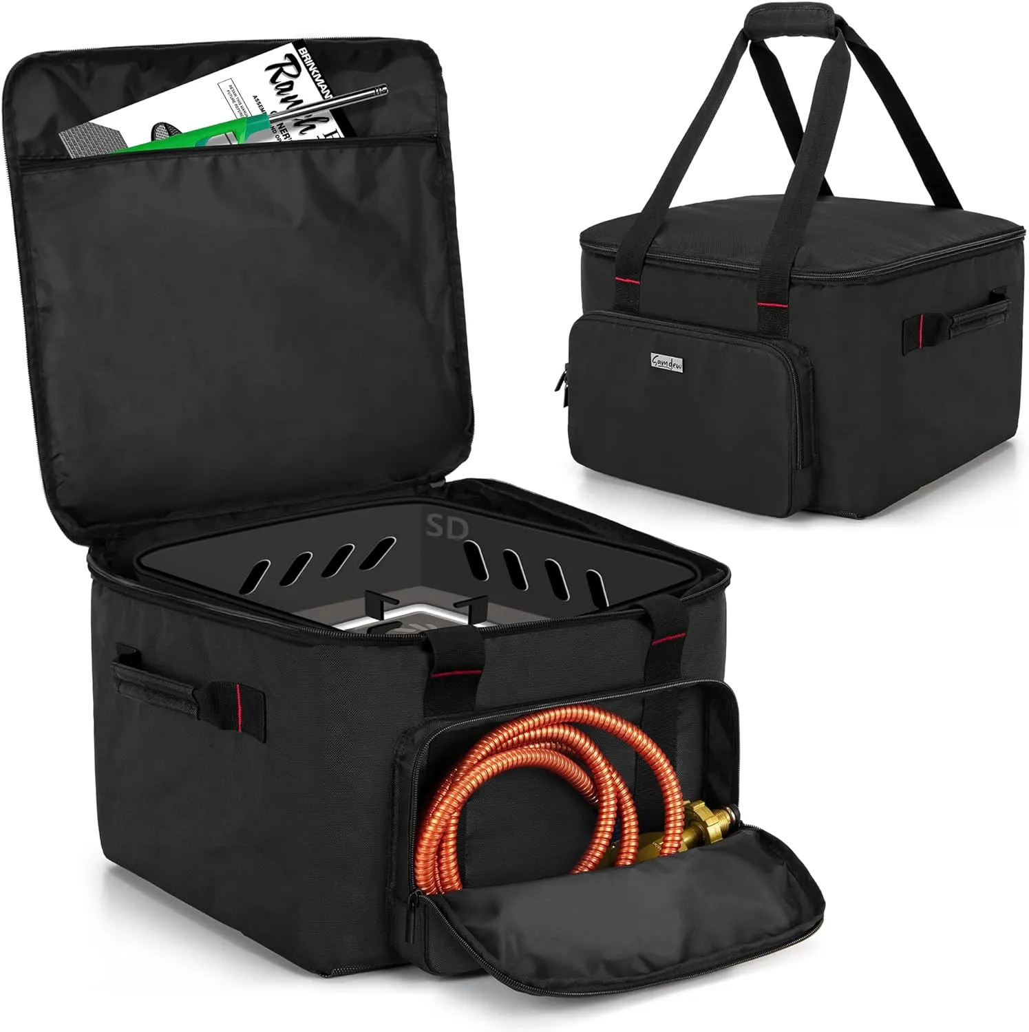 samdew Outdoor 14 Inch Firecube Carry Bag, 14" Fire Pit Case Compatible with Outland Firecube 805 Portable 14 Inch Square Propane Gas Fire Pit, with Water-resistant Bottom & Padded Handles, Bag Only