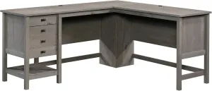 Sauder Cottage Road L Shaped Desk Computer Desk with Drawers, Home Office Desk with Optional File Cabinet Storage, Cable Management, in Mystic Oak Finish