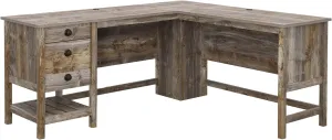 Sauder Granite Trace L Shaped Desk Computer Desk with Drawers, Home Office Desk with Optional File Cabinet Storage, Cable Management, in Rustic Cedar Finish