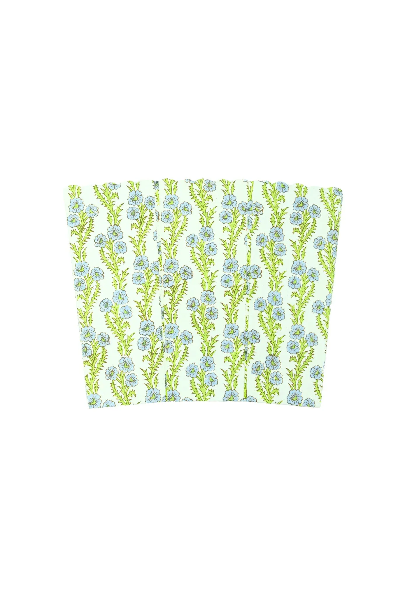 Scallop Waste Bin / Storage Bin in Forget Me Not Blockprint