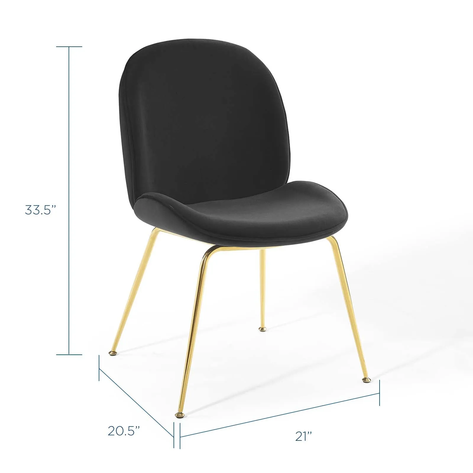 Scoop Gold Stainless Steel Leg Performance Velvet Dining Chair