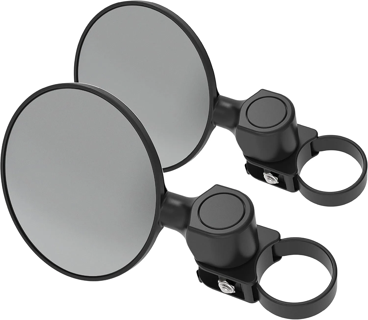Scosche PSM21008-185 BaseClamp 5” Round Convex Mirror Base Pair with Two 1.85” Tube Clamps for ATV's UTV's and Side x Sides