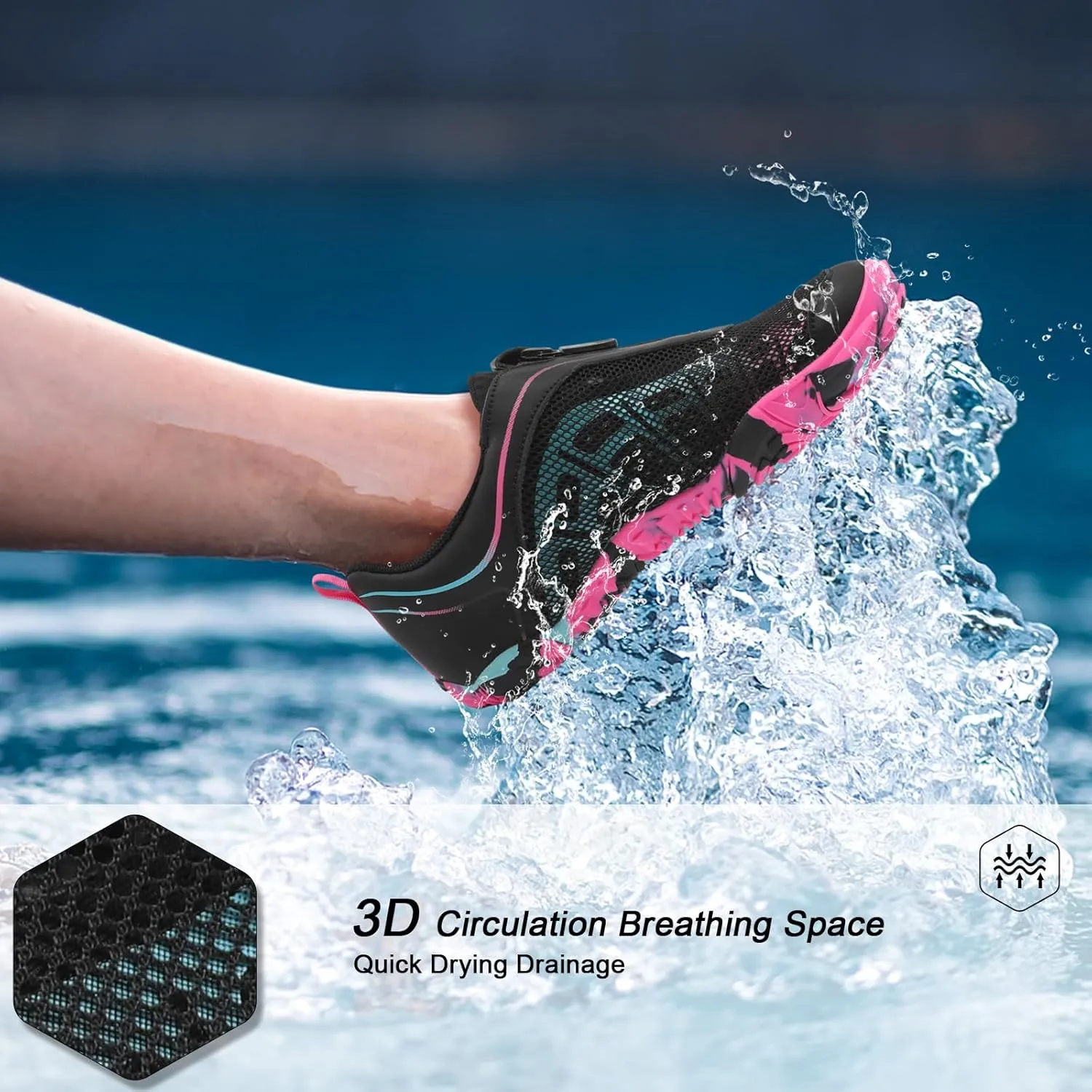 Scurtain Unisex Mens Womens Water Shoes Athletic Sports Aqua Shoes Barefoot Hiking Water Shoes Quick Dry Yoga Pool Swim Surf Beach Walking Shoes with Zipper