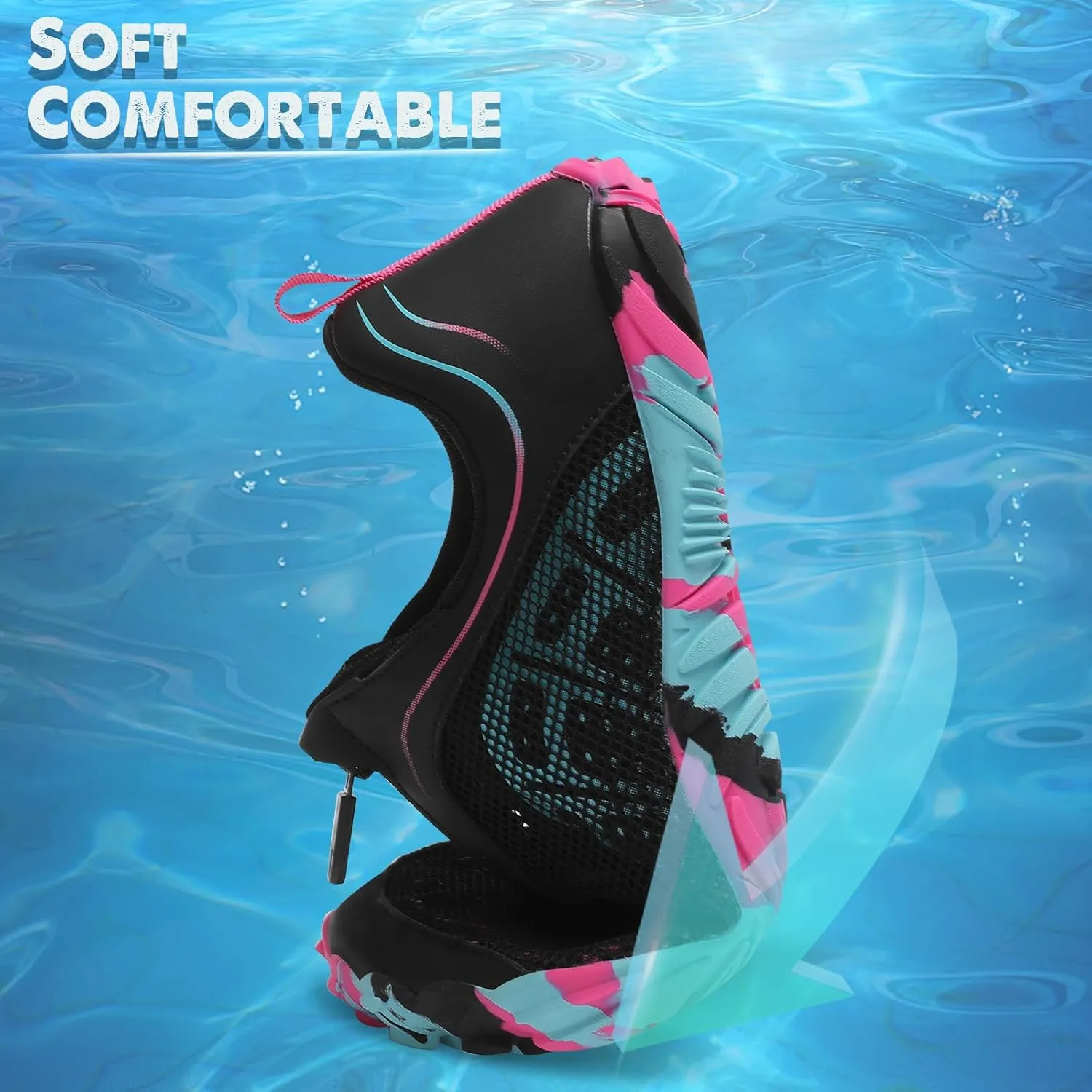 Scurtain Unisex Mens Womens Water Shoes Athletic Sports Aqua Shoes Barefoot Hiking Water Shoes Quick Dry Yoga Pool Swim Surf Beach Walking Shoes with Zipper