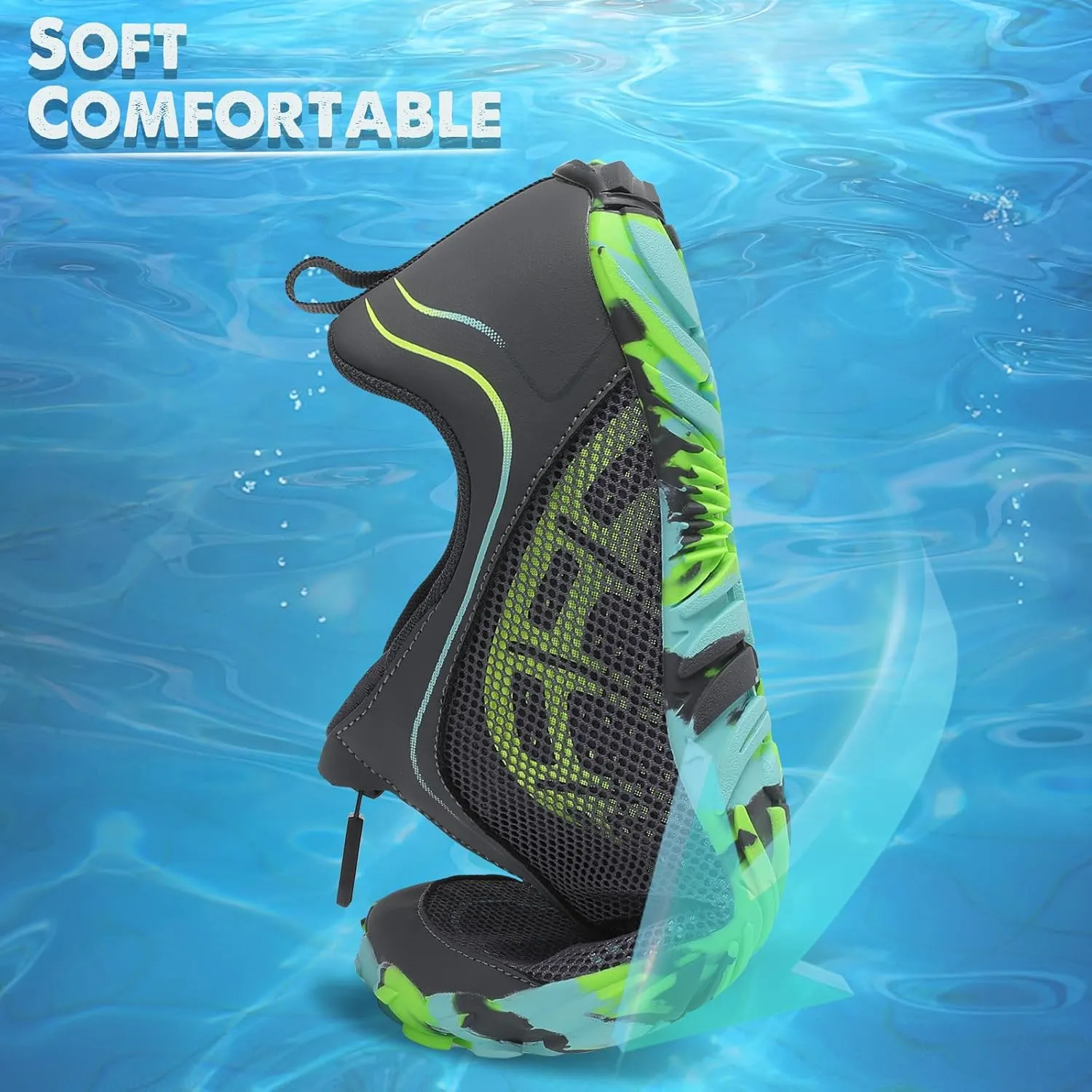Scurtain Unisex Mens Womens Water Shoes Athletic Sports Aqua Shoes Barefoot Hiking Water Shoes Quick Dry Yoga Pool Swim Surf Beach Walking Shoes with Zipper