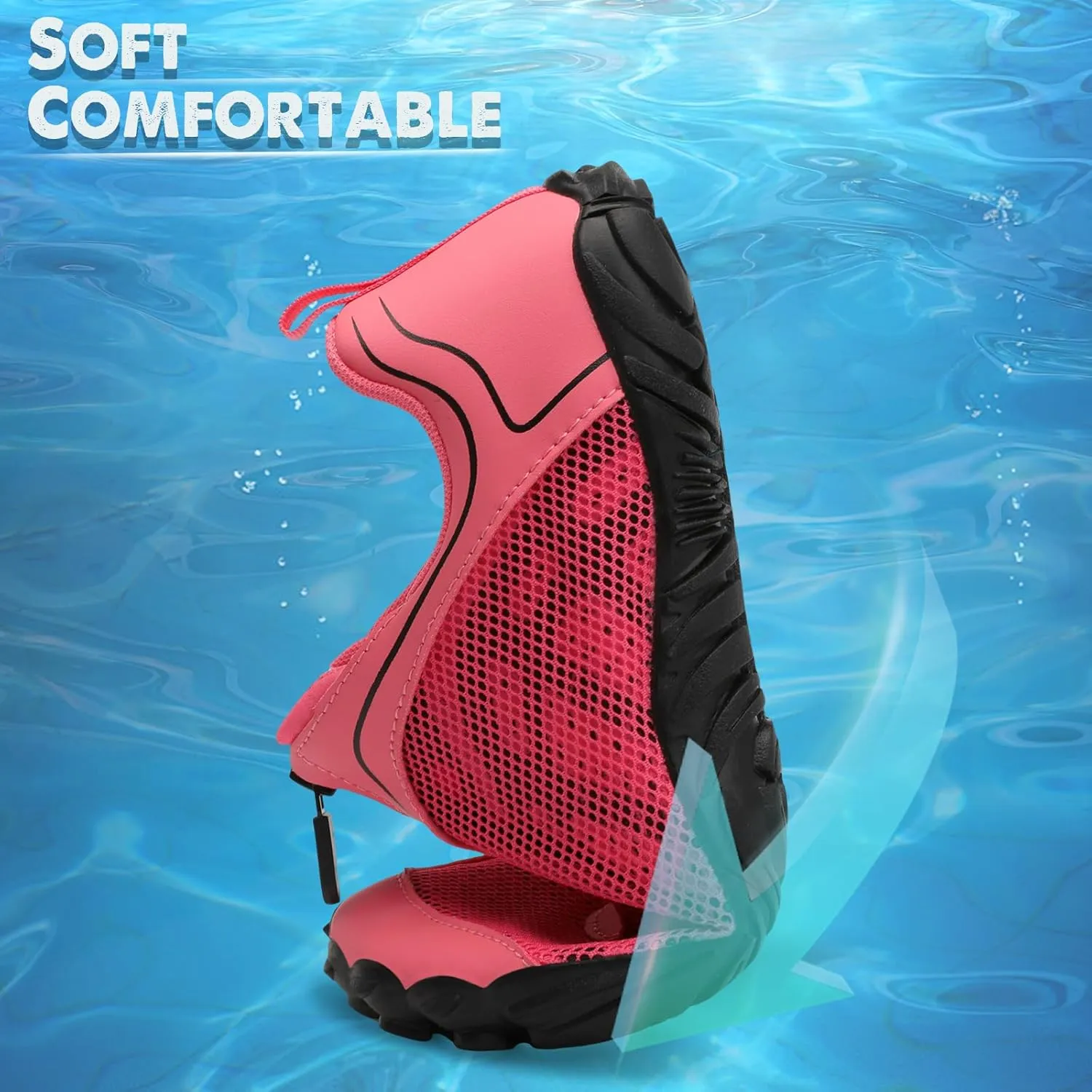 Scurtain Unisex Mens Womens Water Shoes Athletic Sports Aqua Shoes Barefoot Hiking Water Shoes Quick Dry Yoga Pool Swim Surf Beach Walking Shoes with Zipper