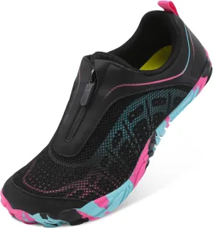 Scurtain Unisex Mens Womens Water Shoes Athletic Sports Aqua Shoes Barefoot Hiking Water Shoes Quick Dry Yoga Pool Swim Surf Beach Walking Shoes with Zipper