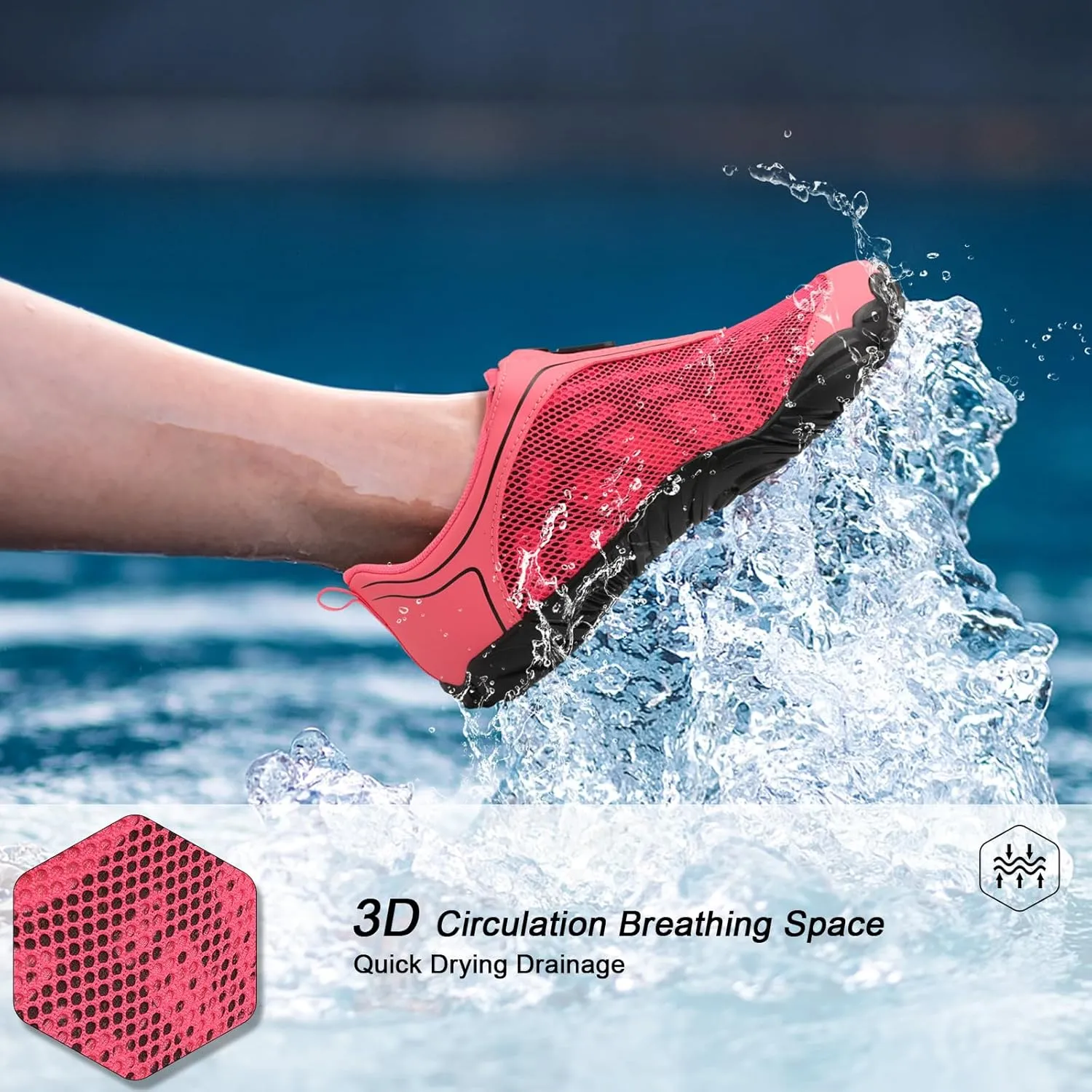 Scurtain Unisex Mens Womens Water Shoes Athletic Sports Aqua Shoes Barefoot Hiking Water Shoes Quick Dry Yoga Pool Swim Surf Beach Walking Shoes with Zipper