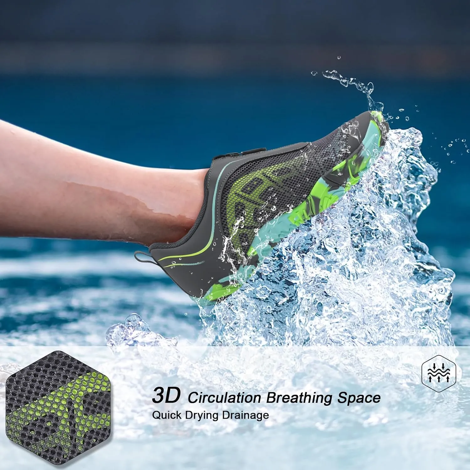 Scurtain Unisex Mens Womens Water Shoes Athletic Sports Aqua Shoes Barefoot Hiking Water Shoes Quick Dry Yoga Pool Swim Surf Beach Walking Shoes with Zipper