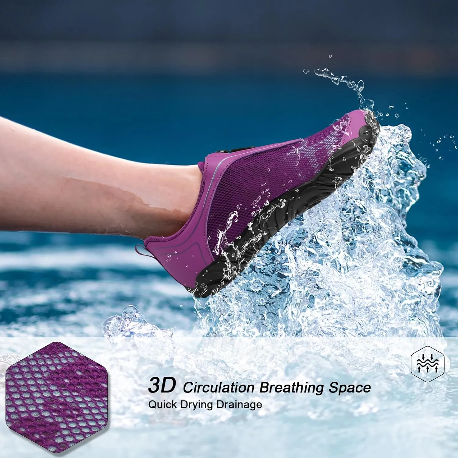 Scurtain Unisex Mens Womens Water Shoes Athletic Sports Aqua Shoes Barefoot Hiking Water Shoes Quick Dry Yoga Pool Swim Surf Beach Walking Shoes with Zipper