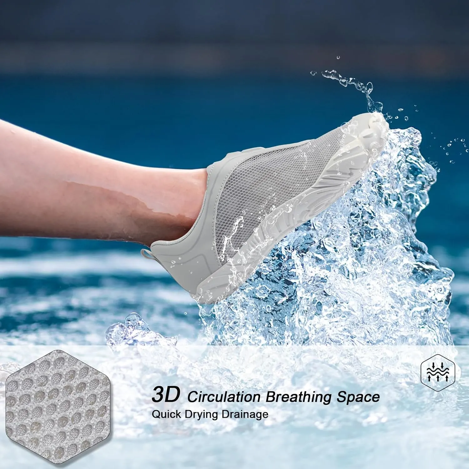 Scurtain Unisex Mens Womens Water Shoes Athletic Sports Aqua Shoes Barefoot Hiking Water Shoes Quick Dry Yoga Pool Swim Surf Beach Walking Shoes with Zipper