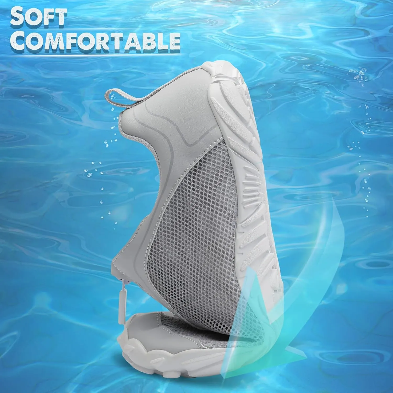 Scurtain Unisex Mens Womens Water Shoes Athletic Sports Aqua Shoes Barefoot Hiking Water Shoes Quick Dry Yoga Pool Swim Surf Beach Walking Shoes with Zipper