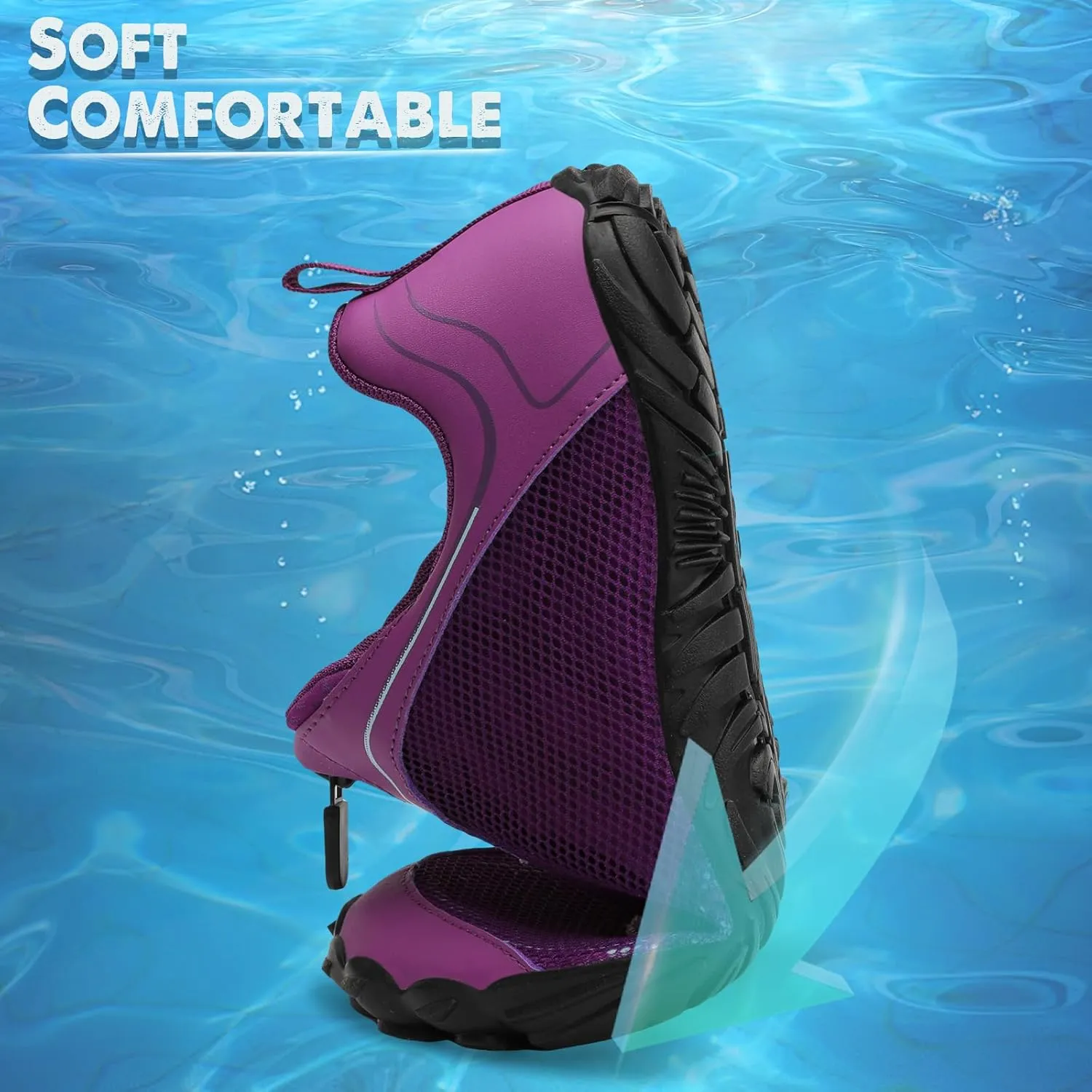 Scurtain Unisex Mens Womens Water Shoes Athletic Sports Aqua Shoes Barefoot Hiking Water Shoes Quick Dry Yoga Pool Swim Surf Beach Walking Shoes with Zipper