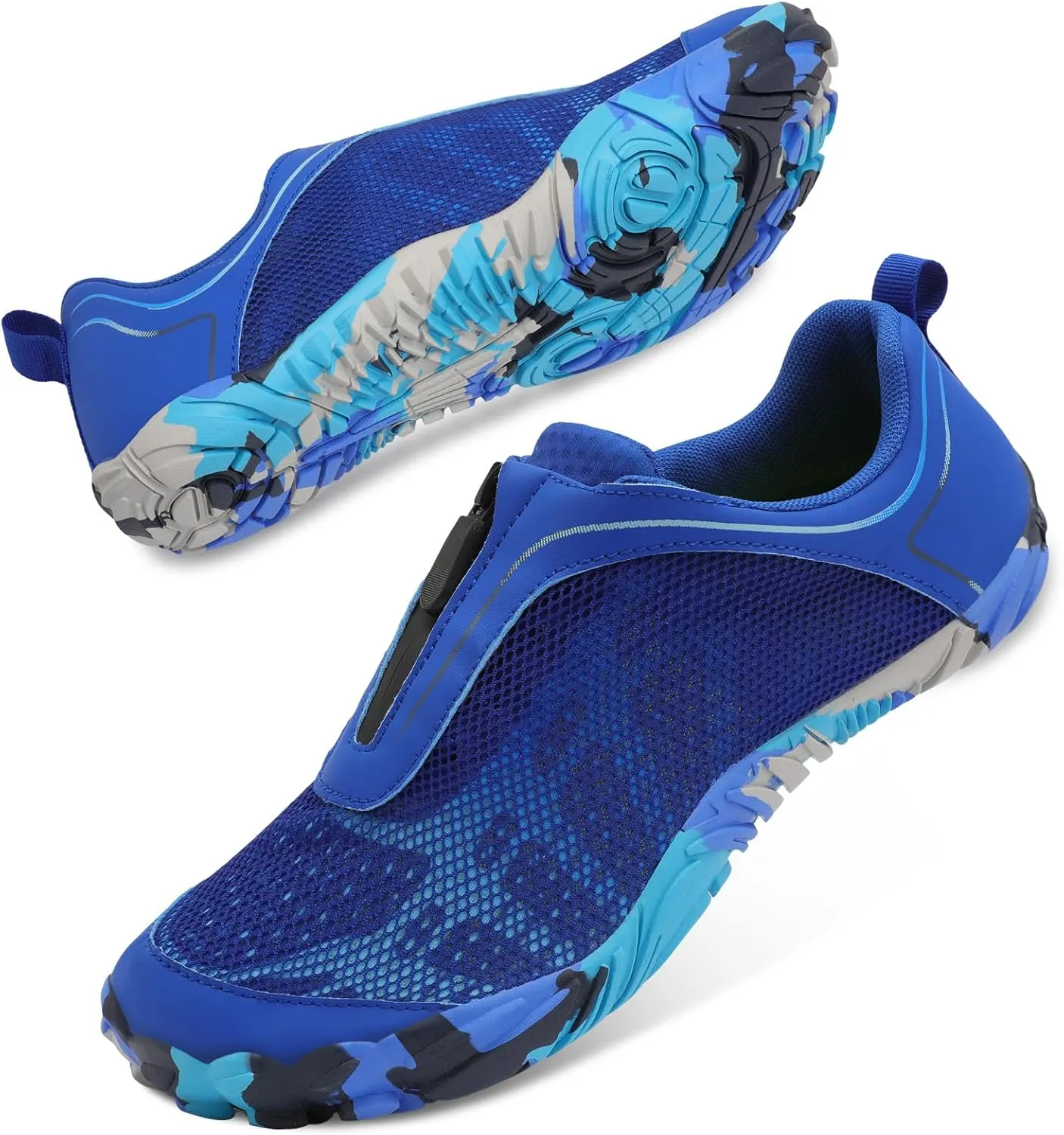 Scurtain Unisex Mens Womens Water Shoes Athletic Sports Aqua Shoes Barefoot Hiking Water Shoes Quick Dry Yoga Pool Swim Surf Beach Walking Shoes with Zipper