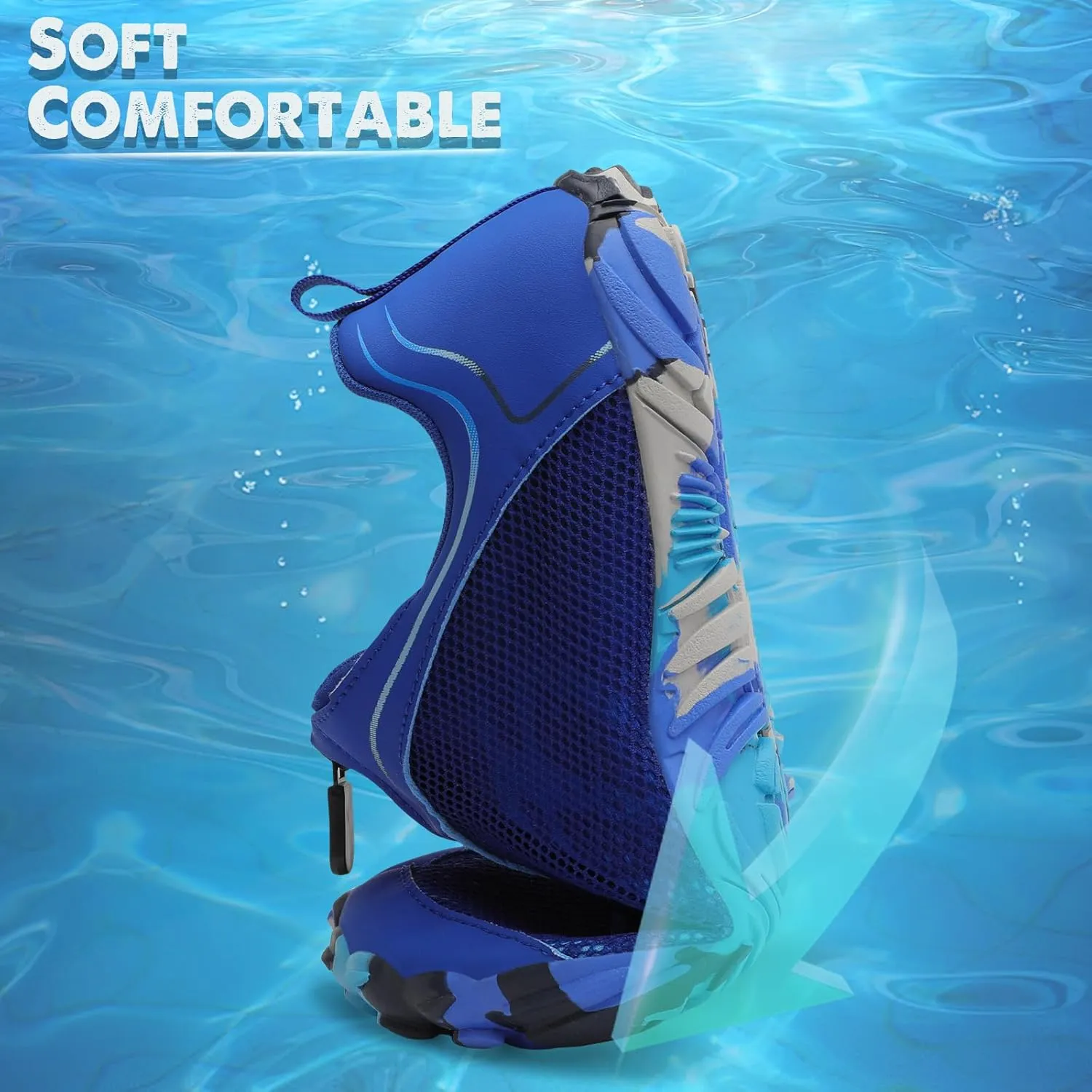 Scurtain Unisex Mens Womens Water Shoes Athletic Sports Aqua Shoes Barefoot Hiking Water Shoes Quick Dry Yoga Pool Swim Surf Beach Walking Shoes with Zipper