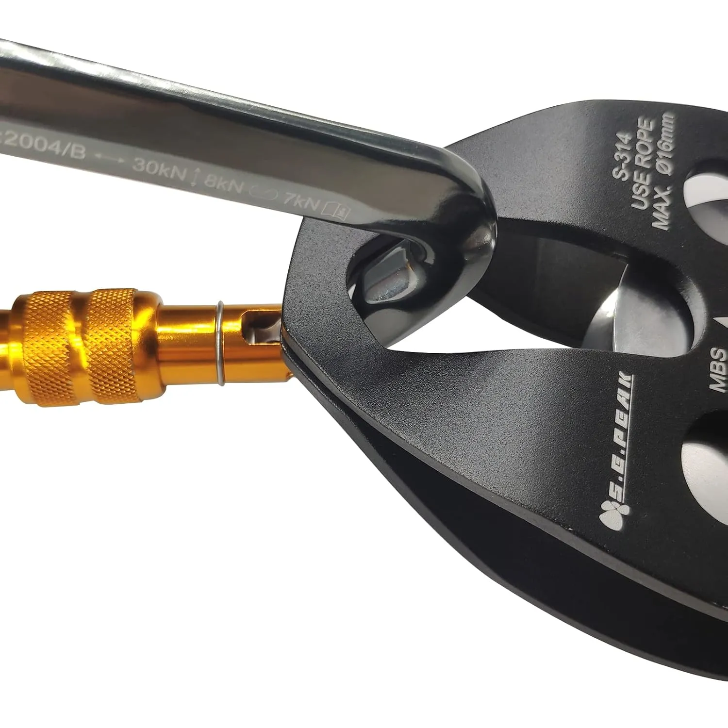 SEPEAK 30kN Large Rescue Pulley Sheave with Swing Plate CE UIAA, Portable Outdoor Climbing Pulley for Backyard Zipline,Climbing&Rock Rescue Lifting,Fits Rope up to 16 mm/Holds Up to 6750lbs,Black