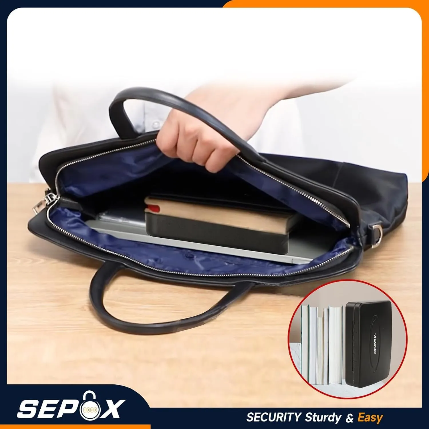 SEPOX® Water/Fire-Resistant Portable Security Case Lock Box Steel, Personal Travel Safe Storage Cabinet for Small Item, 3-Ft Cable, Ressetable Combination Lock for Dorm, Car, Sports, Office