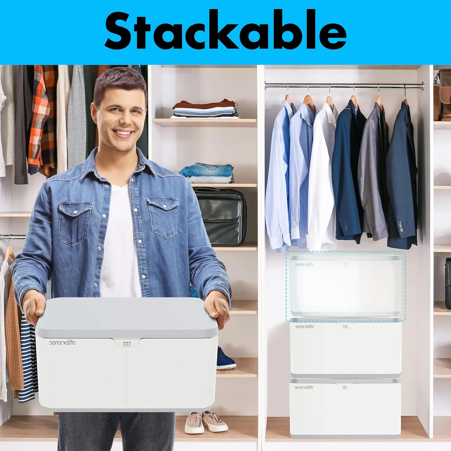 SereneLife Lockable Storage Box, 7 Gallon Capacity Storage Trunk with Combination Lock, Locking Container Bin for Organization